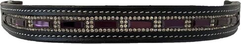Horse Size Leather English Bridle Browband with Purple and Clear Crystals in Saudi Arabia