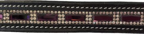 Horse Size Leather English Bridle Browband with Purple and Clear Crystals in Saudi Arabia