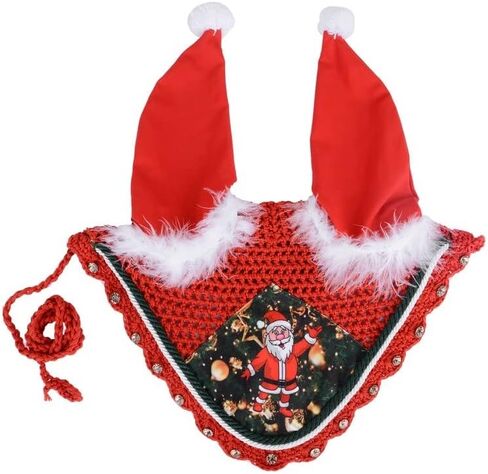 Santa Calus Costume for Horses, Christmas All Purpose English Saddle Pad, Handmade Jumping Saddle Pad, Fly Bonnet, Festive Style, Xmas Spirit in Saudi Arabia