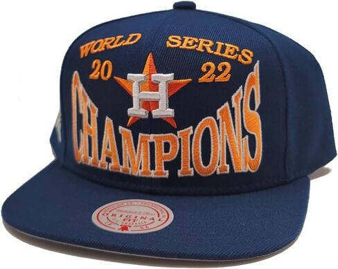 Mitchell & Ness Houston Astros New Big Champ World Series Champions Era Snapback Hat Cap Blue Orange in Saudi Arabia