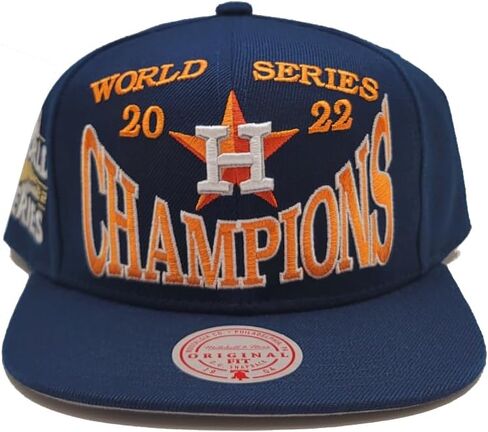 Mitchell & Ness Houston Astros New Big Champ World Series Champions Era Snapback Hat Cap Blue Orange in Saudi Arabia
