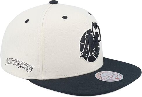 Mitchell & Ness Dallas Mavericks NBA Evergreen Snapback Hat Cap, Cream/Black in Saudi Arabia