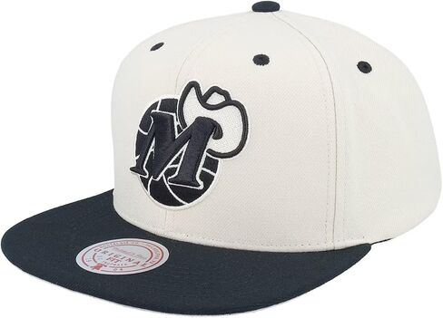 Mitchell & Ness Dallas Mavericks NBA Evergreen Snapback Hat Cap, Cream/Black in Saudi Arabia