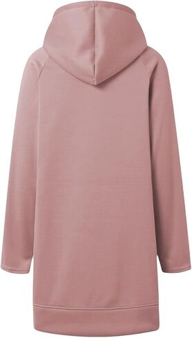 The Warmy Oversized Hoodie Dress Casual Long Sleeve Split Hem Drawstring Sweatshirt Comfrt Pullover with Pocket in Saudi Arabia