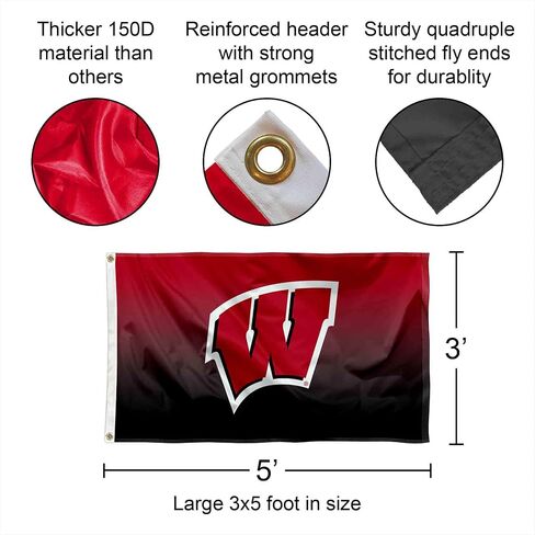 Wisconsin Badgers Two Tone Gradient Flag in Saudi Arabia