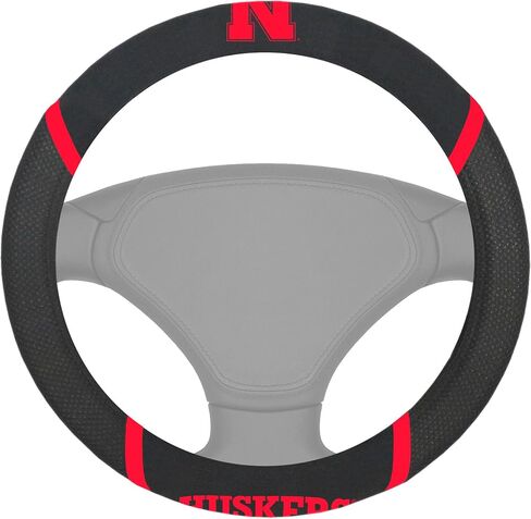 FANMATS - 14918 NCAA University of Nebraska Cornhuskers غطاء عجلة القيادة من البوليستر، 15 بوصة × 15 بوصة، أسود in Kuwait
