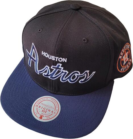 قبعة Mitchell & Ness Houston Astros Evergreen Script Snapback، أسود/كحلي in Saudi Arabia