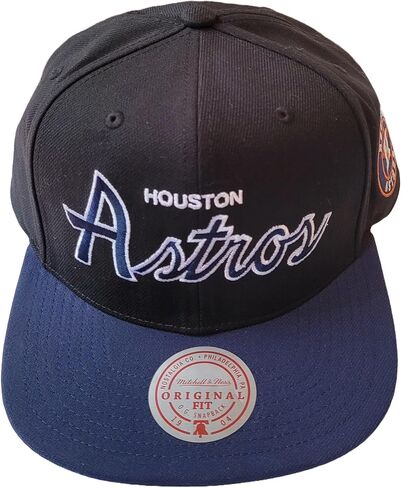 قبعة Mitchell & Ness Houston Astros Evergreen Script Snapback، أسود/كحلي in Saudi Arabia