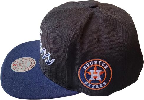 قبعة Mitchell & Ness Houston Astros Evergreen Script Snapback، أسود/كحلي in Saudi Arabia