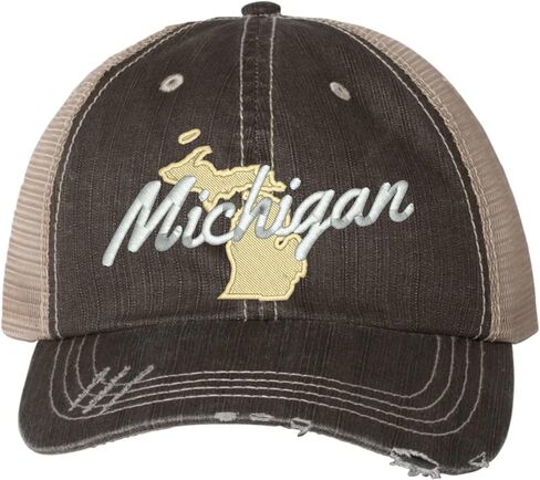 قبعة مطرزة من Go All Out Michigan باللون الفضي المعدني والذهبي والأب الفاخر لسائقي الشاحنات المسطحة in Kuwait