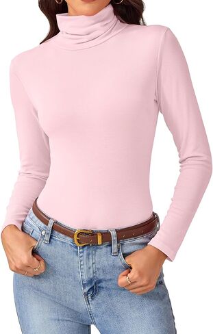 Turtleneck Tops for Women - Long Sleeve Shirts Stretch Slim Fit Fall Fashion Basic Underwear Top Winter Clothes 2025 in Saudi Arabia