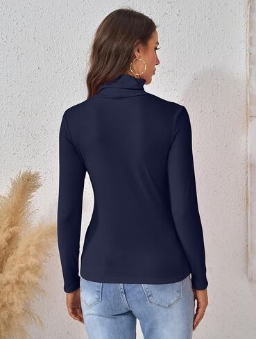 Turtleneck Tops for Women - Long Sleeve Shirts Stretch Slim Fit Fall Fashion Basic Underwear Top Winter Clothes 2025 in Saudi Arabia