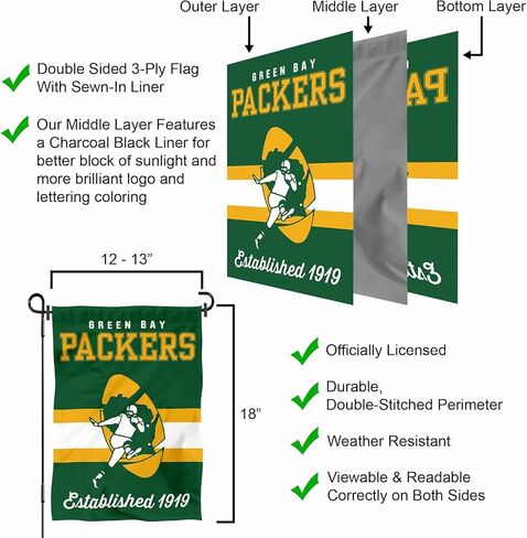 لافتة علم الحديقة ذات الخطوط الكلاسيكية من Green Bay Packers ذات الوجهين in Kuwait