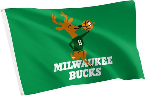 Desert Cactus Milwaukee Bucks Flag NBA 100% Polyester Indoor Outdoor 3x5 feet National Basketball Association Team Flags (Vintage Flag 1) in Saudi Arabia