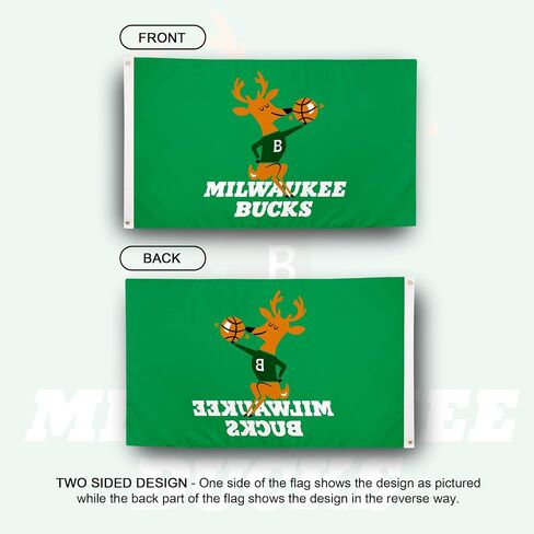 Desert Cactus Milwaukee Bucks Flag NBA 100% Polyester Indoor Outdoor 3x5 feet National Basketball Association Team Flags (Vintage Flag 1) in Saudi Arabia