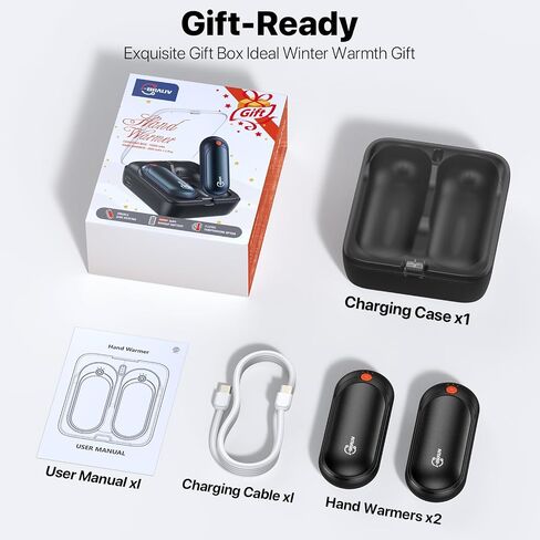 Electric Hand Warmers Rechargeable 2 Pack，24H Heating 5 Levels Heat Double Sided USB C Hand Warmer Gifts for Christmas, Outdoor, Golf, Hunting, Camping Accessories in Saudi Arabia