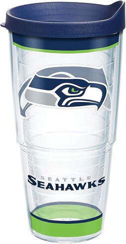 Tervis NFL Seattle Seahawks - تقليد مصنوع في الولايات المتحدة الأمريكية، كوب سفر معزول بجدار مزدوج يحافظ على المشروبات باردة وساخنة، 16oz، كلاسيكي in Kuwait