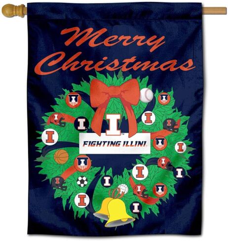 Illinois Fighting Illini Happy Holidays Banner Flag in Saudi Arabia