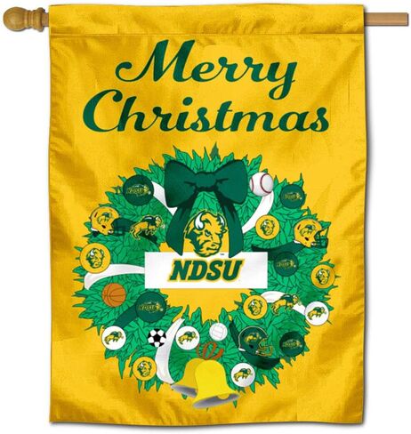 North Dakota State Bison Happy Holidays Christmas Banner Flag in Saudi Arabia