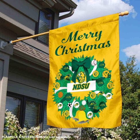 North Dakota State Bison Happy Holidays Christmas Banner Flag in Saudi Arabia