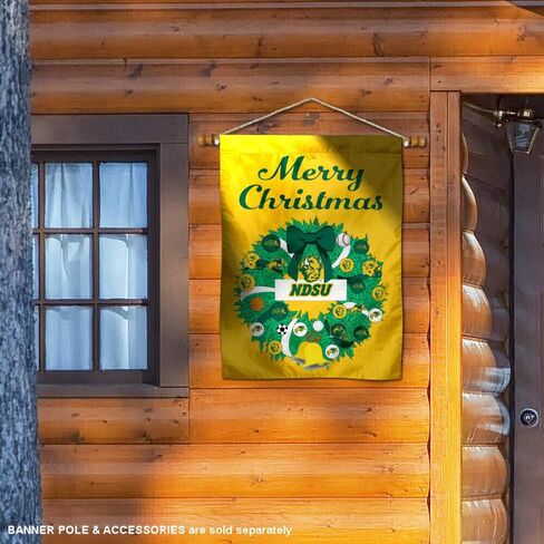 North Dakota State Bison Happy Holidays Christmas Banner Flag in Saudi Arabia