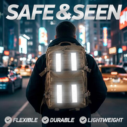 عصابات الظهر العاكسة | عاكسات Orafol عالية الوضوح | إغلاق بخطاف وحلقة | متوافق مع MOLLE القياسي | 1.5 × 5 بوصة | (عبوة من قطعتين) in Kuwait