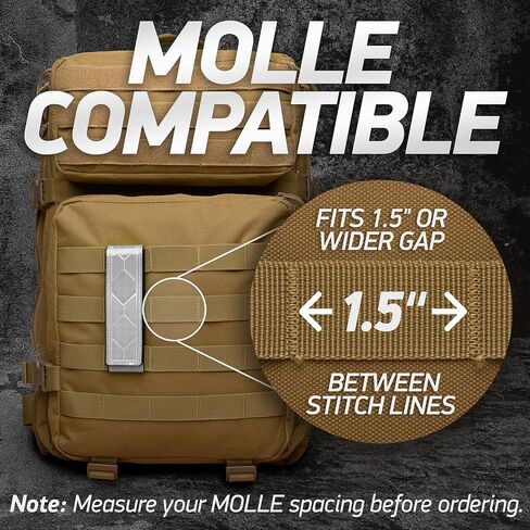 عصابات الظهر العاكسة | عاكسات Orafol عالية الوضوح | إغلاق بخطاف وحلقة | متوافق مع MOLLE القياسي | 1.5 × 5 بوصة | (عبوة من قطعتين) in Kuwait