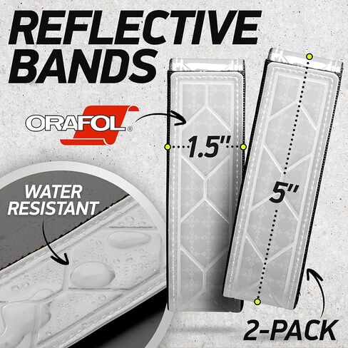 عصابات الظهر العاكسة | عاكسات Orafol عالية الوضوح | إغلاق بخطاف وحلقة | متوافق مع MOLLE القياسي | 1.5 × 5 بوصة | (عبوة من قطعتين) in Kuwait