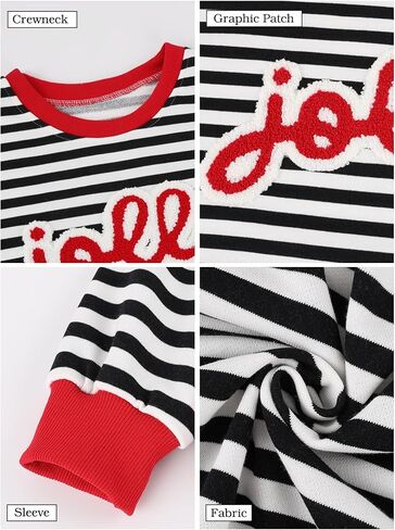 Arssm Women Christmas Sweatshirts Jolly and Merry Patch Crewneck Xmas Long Sleeve Pullover Top in Kuwait