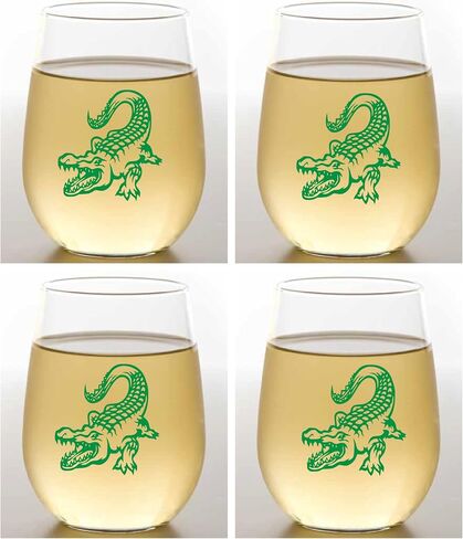 Set of 4 Designer ANIMALS Shatterproof Plastic 16 oz Stemless Wine Glass (FLAMINGOS) in Saudi Arabia
