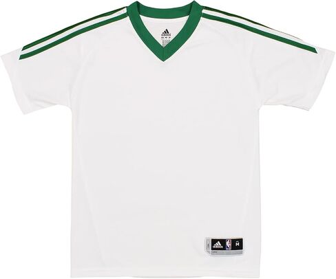 جيرسي قصير الأكمام للتمرين المناخي للأولاد من adidas NBA للشباب (8-20)، باللون الأبيض والأخضر in Kuwait