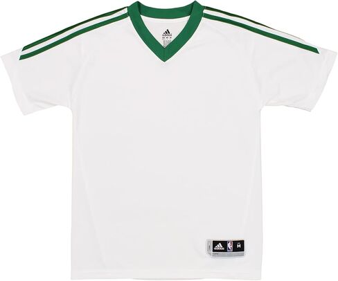 جيرسي قصير الأكمام للتمرين المناخي للأولاد من adidas NBA للشباب (8-20)، باللون الأبيض والأخضر in Kuwait
