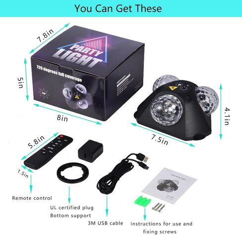 DJ Party Lights Disco Ball Light,Sound Activated Disco Lights+Red and Green Pattern Lamp Strobe Lighting for Home Club Karaoke Christmas Halloween Birthday Wedding Dancing in Saudi Arabia