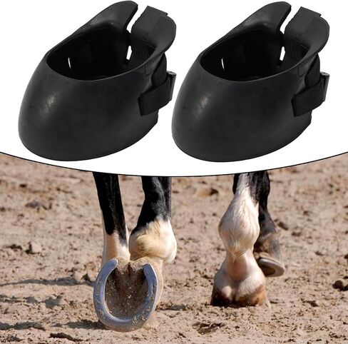 Rubber Horse Boots Non Slip Horse Protection Shoes Guard For Injury Recovery And Outdoor Equestrian Use,Black,2Pcs Set(L) in Saudi Arabia
