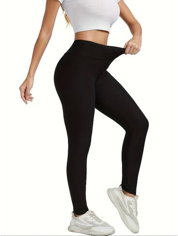 Fleece Lined Leggings Women,Thick Soft High Waisted Black Tummy Control Thermal Warm Velvet Pants for Cold Winter in Saudi Arabia