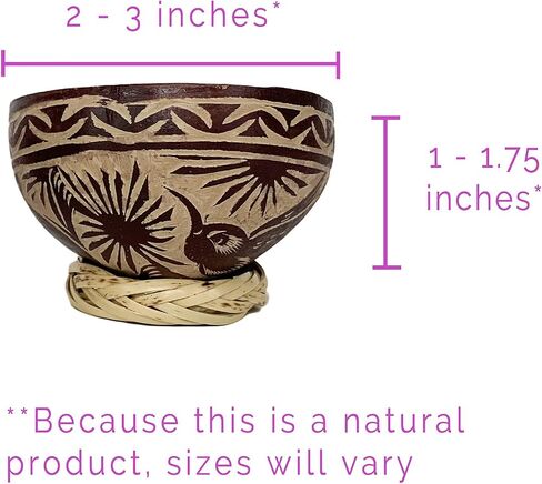 Mezcal Jicaras (Small, Shot Glass Size) - Holds 2-3 Ounces - Hand-carved from Mexico with Natural Fiber Base (Black, 2) in Saudi Arabia