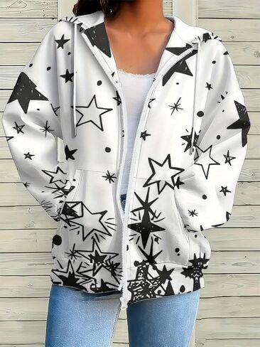 Womens Christmas Zip Up Hoodie Floral Print Coat Long Sleeve Tops Winter Fashion Streetwear Sweatshirts Elegant Pullover in Saudi Arabia