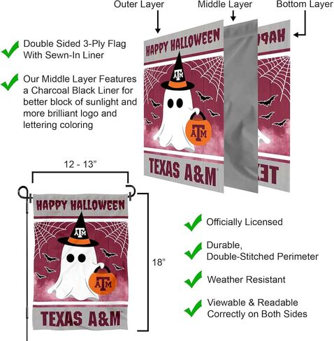 Texas A&M Aggies Happy Halloween Double Sided Garden Yard Flag in Saudi Arabia