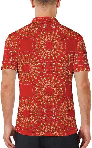 Men's-Polo-Shirts Dry Fit Casual Moisture Wicking Short Sleeve Summer Golf Shirts Floral in Saudi Arabia