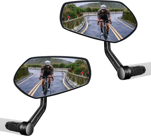 Bike Mirror for Handlebar,2 pcs Bar End Bicycle Mirror,Anti-glare Glass Lens,HD 360°Adjusted Bike Rear View Mirror for E-bike,Mountainbikes, Bicycle,Scooter,(Left+Right) in Kuwait