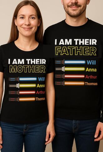 تي شيرت أو قميص تي شيرت Miracle Personalized I Am their Father - أسماء وألوان مخصصة، هدية للأب النجم من الأطفال أو الزوجة in Kuwait