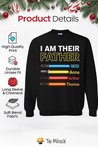 تي شيرت أو قميص تي شيرت Miracle Personalized I Am their Father - أسماء وألوان مخصصة، هدية للأب النجم من الأطفال أو الزوجة in Kuwait