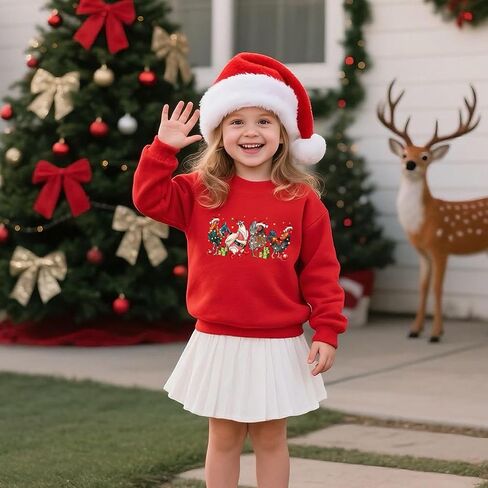 Toddler Christmas Sweatshirt Outfit Boys Girls Funny Holiday Snowman Shirt Xmas Tree Tops Clothes Kids 2-7 Years in Saudi Arabia