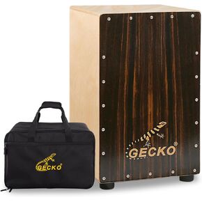 GECKO Cajon BOX Drum-Wooden Percussion Box، آلة موسيقية، صندوق طبلة الجهير، صندوق صوتي، صندوق إيقاع الطبل مع أوتار جيتار داخلية قابلة للتعديل، حزمة مجموعة طبل الكاجون in Kuwait