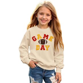 IZYJOY Football Game Day Sweatshirt Girl Boy Embroidered Football Pullover Long Sleeve Shirt Kids Sport Fans Outfit in Saudi Arabia