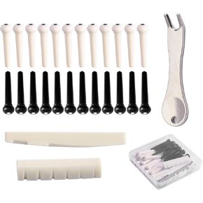 24 قطعة من دبابيس جسر الجيتار الصوتي مع صامولة سرج جسر الجيتار ومزيل سحب دبوس الجسر، قطع غيار وإكسسوارات أوتاد الجيتار in Kuwait