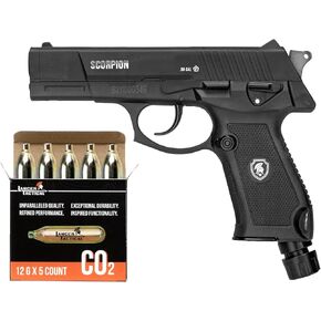 لانسر مسدس مقذوف الفلفل التكتيكي 0.5 عيار ثاني أكسيد الكربون غير ارتدادي للدفاع عن النفس - سلاح فتاك أقل للحماية الشخصية - مجموعة كاملة مع اثنين من الأكواب (العقرب) in Kuwait