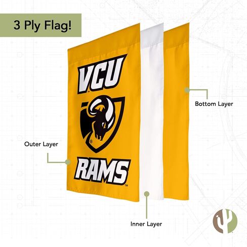 علم حديقة Desert Cactus Virginia Commonwealth University VCU - لافتة فرجينيا رامز مقاس 19 × 12 بوصة، للعرض والمناسبات الخارجية (التصميم أ) in Saudi Arabia
