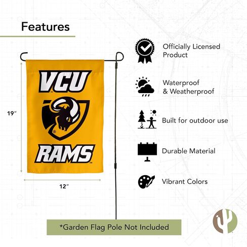 علم حديقة Desert Cactus Virginia Commonwealth University VCU - لافتة فرجينيا رامز مقاس 19 × 12 بوصة، للعرض والمناسبات الخارجية (التصميم أ) in Saudi Arabia