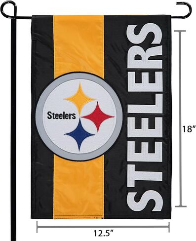 علم الحديقة المطرز بشعار Team Sports America NFL Pittsburgh Steelers، مقاس 12.5 × 18 بوصة، داخلي وخارجي، ديكور مزدوج الجوانب لمحبي كرة القدم in Kuwait